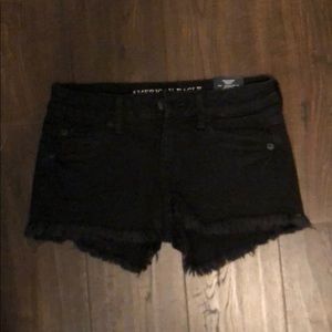 American Eagle Black Super Shortie Shorts Size 4